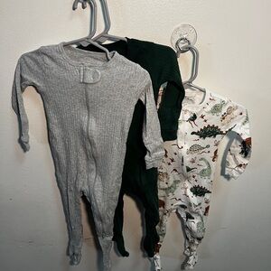 Cozy Kids Footies in Gray, Green, and Dinosaur Print